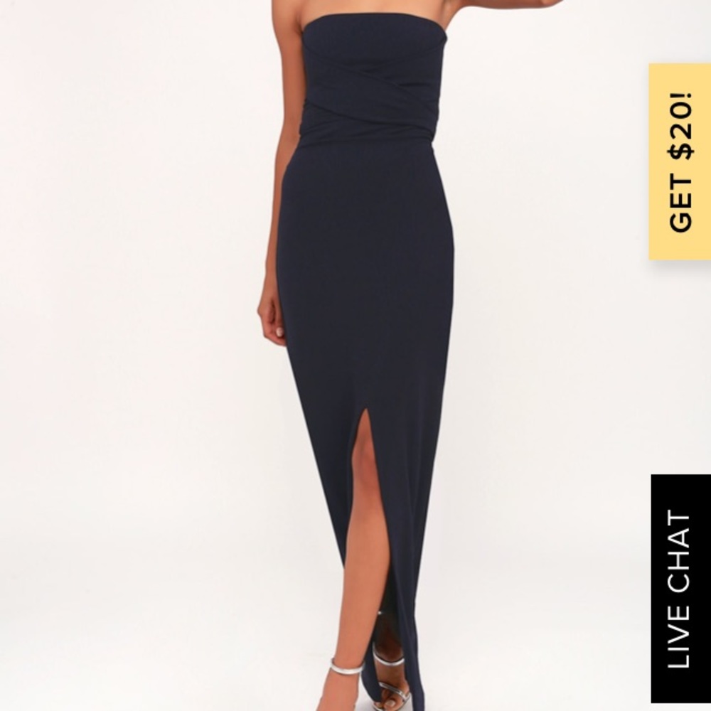 Lulu's Navy Strapless Maxi Dress